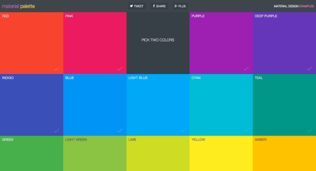 二色選ぶと相性のいい配色を選んでくれるサイト「Material Palette」！