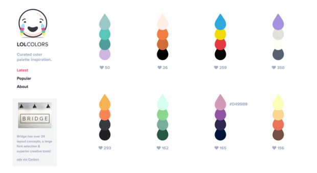 4色の色の組み合わせを集めたサイト「LOL Colors」！