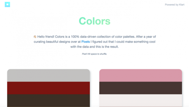 Webデザインギャラリーに掲載したサイトからカラーパレットを作成した「Colors」